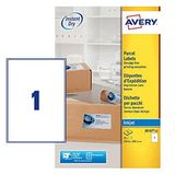 Avery Zelfklevende pakketlabels, inkjetprinters, 1 etiket per A4-vel, 25 etiketten, QuickDRY (J8167)