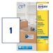 Avery Zelfklevende pakketlabels, inkjetprinters, 1 etiket per A4-vel, 25 etiketten, QuickDRY (J8167)