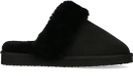 Manfield - Dames - Zwarte pantoffels met wollen voering - Maat 37