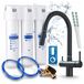 Ari Robinet de cuisine 3 voies Slender, noir mat, robinet d'évier extractible, incluant le système de filtration d'eau Aquaphor Kristall H