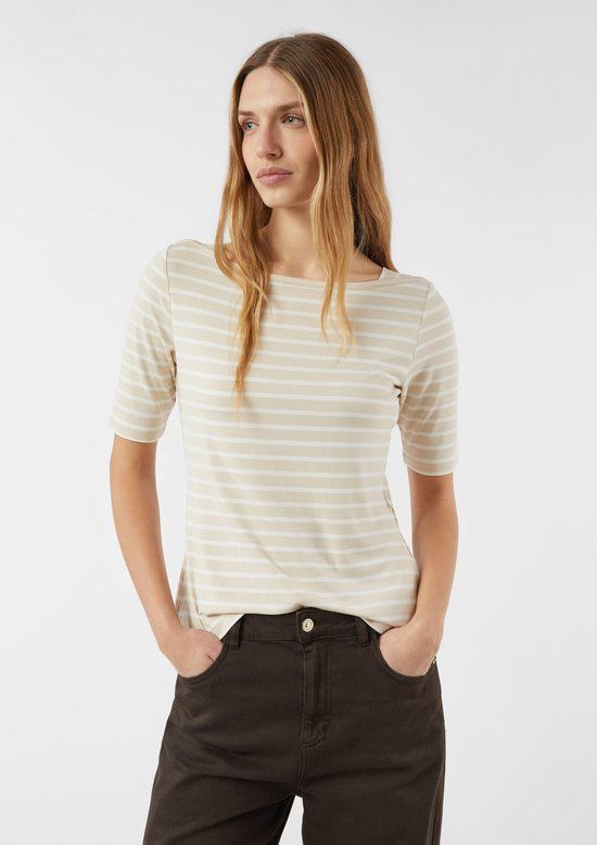 comma gestreepte top beige