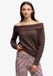 Superdry - Pull en maille Bardot Coupe ajustée - Femme - Pulls - Marron châtaigne - Taille L