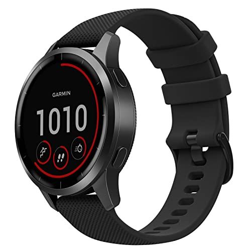 MoKo Strap Compatible with Garmin Vivoactive 4/Forerunner 255/255 Music/745/Venu 2/First Avenger/Darth Vader, 22mm Soft Silicone Replacement Sport Watch Band, Black