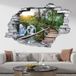 Stickers Trompe L'Oeil Trou Dans Le Mur - Chemin Cascade - 90 X 135 Cm - Pierres Grises