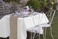 Merkloos Feest tafelkleed met tafelloper op rol - wit/jute - 10 meter - Polyester/stof