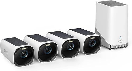 eufy security S330 eufyCam 3, 4K draadloze bewakingscamera zonne-energie 4+1 met gezichtsherkenning K.I, gekleurd nachtzicht, uitbreidbaar geheugen 16 TB, gratis