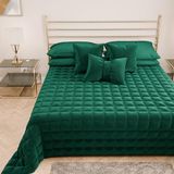 PETTI Artigiani Italiani Dekbed voor tweepersoonsbed van zacht en warm fluweel, lentedekbed voor de herfst, voor tweepersoonsbed, smaragd, 100% Made in Italy