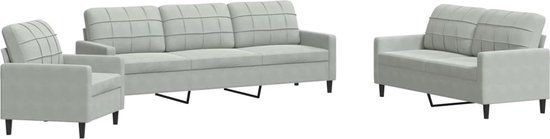 vidaXL 4-delige Loungeset met kussens fluweel lichtgrijs