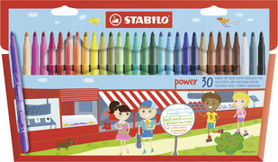 STABILO power, viltstift, tot 8 weken zonder dop, etui met 30 kleuren