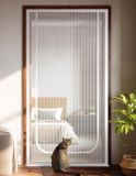 Huttutu Katten Hordeur - Kattenhor voor Deur - Extra Hoog Kattenwerend Gaas - Krabvast Gaas met Rits - Wit - 100x200 cm