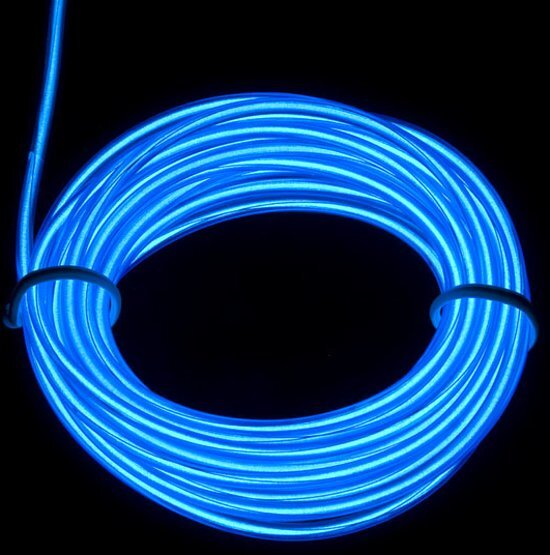 Joni's Glow-Shop EL Wire / Draad - Blauw 10 meter - met 6 volt omvormer