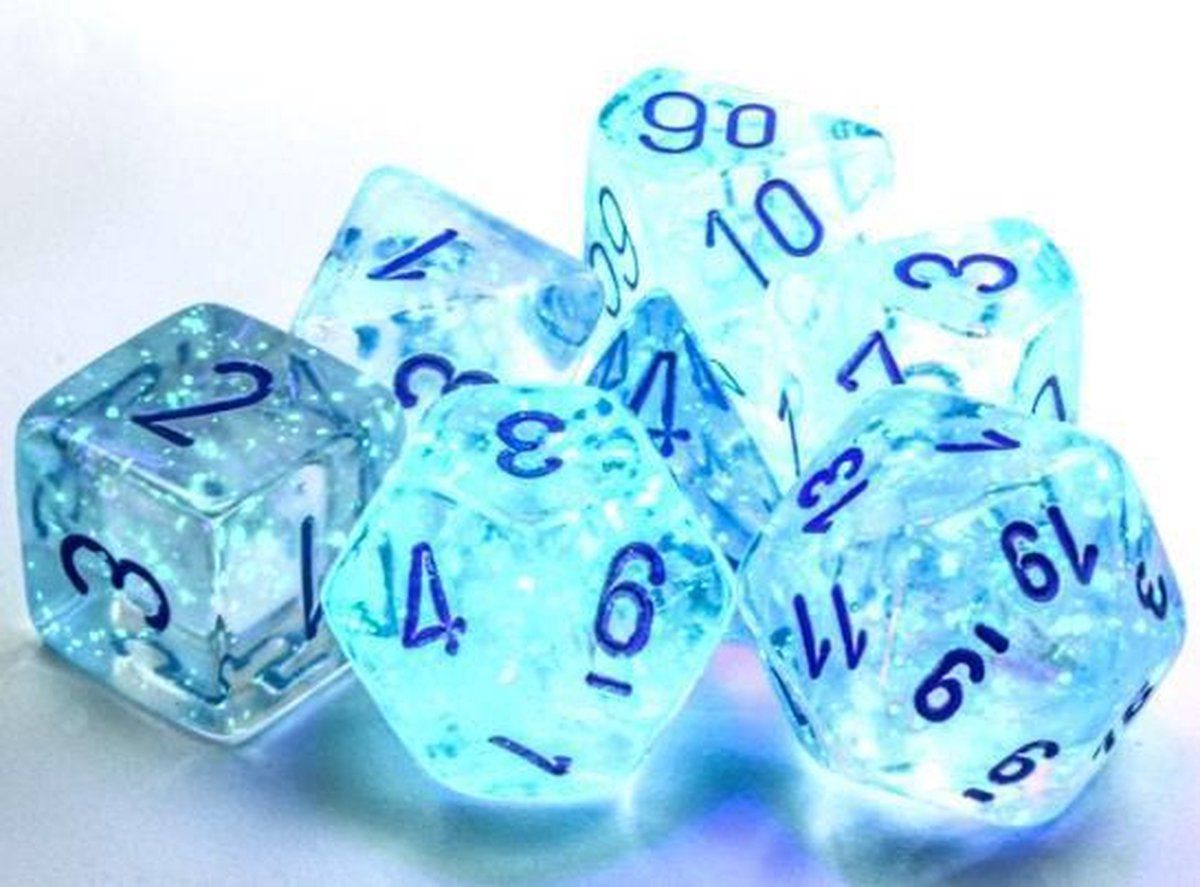 Chessex 7-Die set Borealis Luminary - Icicle/Light Blue - Plastic - White