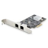StarTech.com Carte réseau PCIe 2 ports 2,5 Gbps NBASE-T, Intel I225-V, Adaptateur Ethernet d'ordinateur double port, Carte NIC Multi-Gigabit, Carte LAN serveur PCI Express, Interface Ethernet