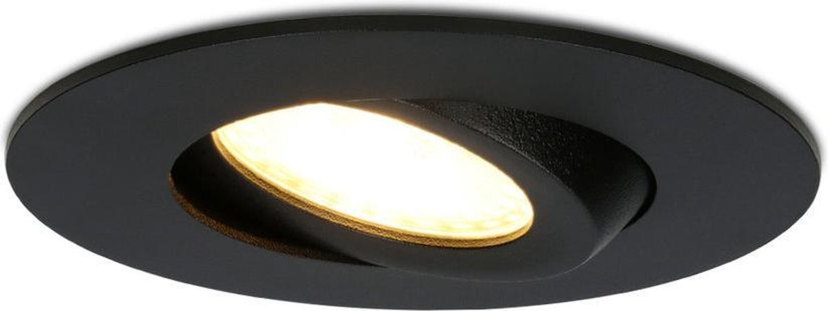 Lightexpert LED Inbouwspots Zwart - Napels - 8W - IP65 - Dimbaar & Kantelbaar