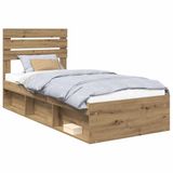 vidaXL Bedframe Artisanaal eiken Massief grenenhout 100 x 200 cm