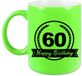 Bellatio Decorations Shoppartners Bv Happy Birthday 60 years cadeau mok / beker met wimpel - 330 ml - neon groen - verjaardagscadeau