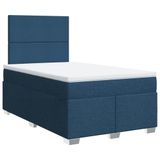 vidaXL Boxspring met matras, stof, blauw, 120x200 cm