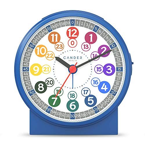 Cander Berlin MNU 1009 J kinderwekker wekker kinderen stil blauw geruisloos leerhorloge kinderhorloge licht snooze tafelklok verlichting geluidsarm snooze snooze