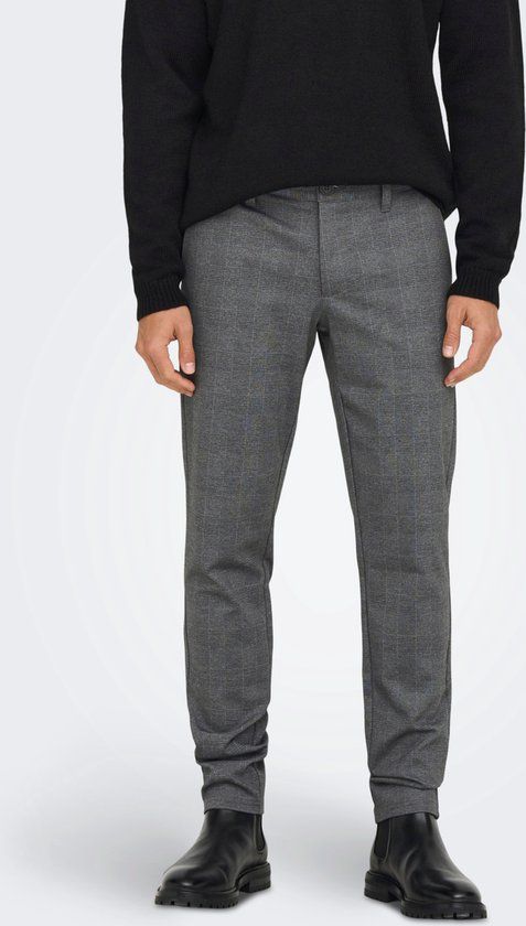 ONLY & SONS ONSMARK CHECK PANTS HY 9887 NOOS - Slim Fit - Heren - Maat W28 X L32 - Limestone