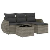 vidaXL 5-delige Loungeset met kussens, polyrattan, grijs