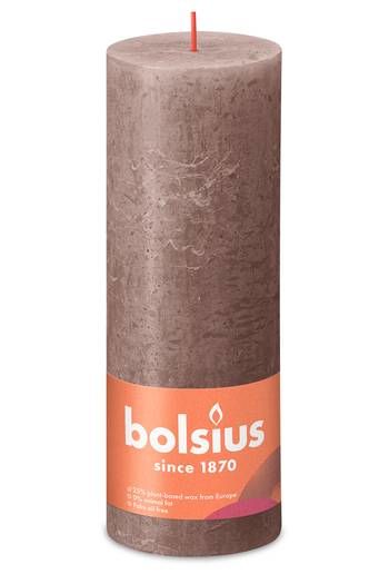 Bolsius Rustiko Shine Cylinder Candle - Taupe - 19cm - 85 Hours
