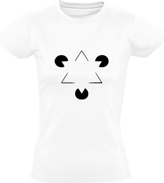 Optisch bedrog Dames T-shirt - Wit - Maat M
