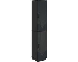 vidaXL - Bank loungeset - Zwart - Bewerkt hout
