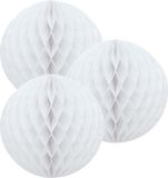 Boules en papier - 3x - Blanc - 10 cm - décoration de Noël pour sapin
