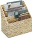 Relaxdays tijdschriftenrek, waterhyacint, HxBxD: 34 x 34 x 20 cm, gevlochten lectuurbak met 3 vakken, krantenbak, natuur