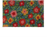 Merkloos Relaxdays Deurmat Bloemen - 40 x 60 cm - Kokos - Antislip - Weerbestendig - Binnen/Buiten
