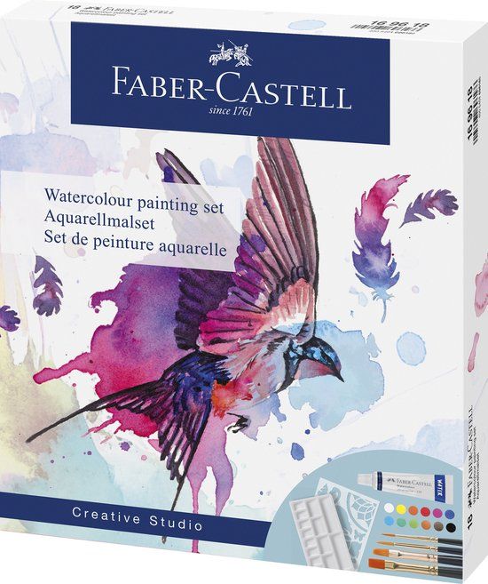 Faber-Castell waterverfset - 18-delig - Assorti 12 kleuren