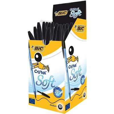 BIC Cristal Soft Zwart Stick balpen Medium - 50 stuks