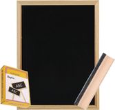 Zeller Krijtbord/schoolbord met 12x witte krijtjes en bordenwisser - 30 x 40 cm - hout