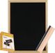 Zeller Krijtbord/schoolbord met 12x witte krijtjes en bordenwisser - 30 x 40 cm - hout