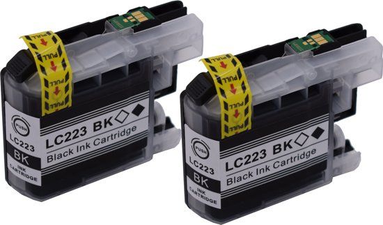 KATRIZ huismerk inkt voor Brother LC223BK - Zwart - 2 stuks - Met chip