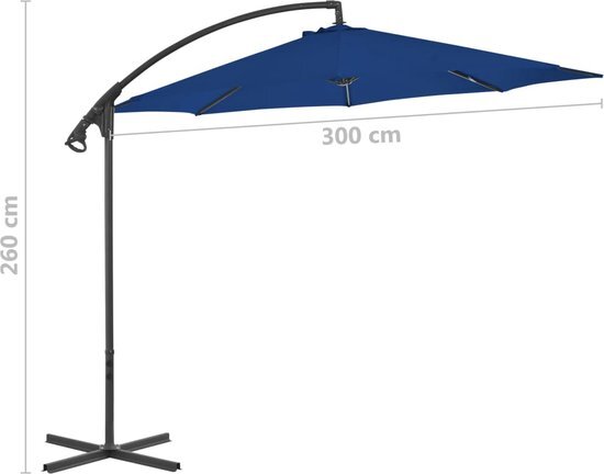 vidaXL Zweefparasol met stalen paal 300 cm azuurblauw