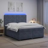 vidaXL Boxspringbed met matras, donkergrijs, 140 x 190 cm, fluweel