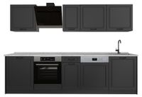 Vicco Complete keukeneenheid R-Line, Antraciet landelijk/Antraciet, 280 cm marmer werkblad