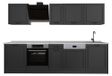 Vicco Complete keukeneenheid R-Line, Antraciet landelijk/Antraciet, 280 cm marmer werkblad