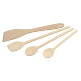 Fackelmann 31125 Set van 4 houten keukengerei, houten spatels en lepels, FSC-gecertificeerd hout, 20 cm, 25 cm, 30 cm