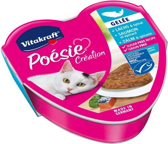 Vitakraft Poesie Zalm & Spinazie - Kat - Volledig natvoer - 1 x 85gr