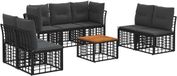 vidaXL - Chaise longue loungeset - Polyester - Zwart - 7 zitplekken - Exclusief kussen
