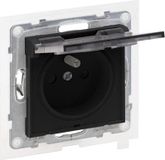 Legrand Enkele stopcontact, zwart, 2P+A, 16A, 250V, automatische klemmen, Suno, artikelnummer 721486