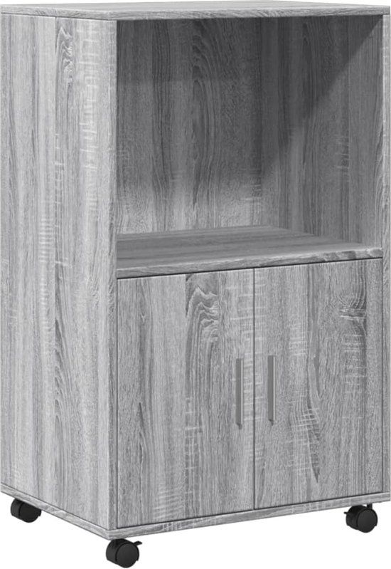 vidaXL Rolkast 55x40x91 cm bewerkt hout grijs sonoma eikenkleurig