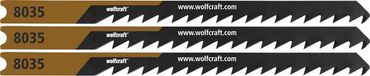 wolfcraft - 3 decoupeerzaagbladen voor zacht hout - Fijne bochtsnede - HCS-blad met U-schacht – ideaal voor zacht hout en mdf - 8035000