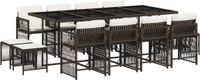 vidaXL 13-delige Tuinset met kussens poly rattan bruin