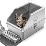 Merkloos / Sans marque BeiJingLiangPinJiaZuoKeJiWenHuaFaZhanYouXianGongSi Halfopen RVS Kattenbak XL