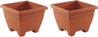 Hega hogar Lima - Set van 5 terracotta vierkante plantenpotten - 30 cm