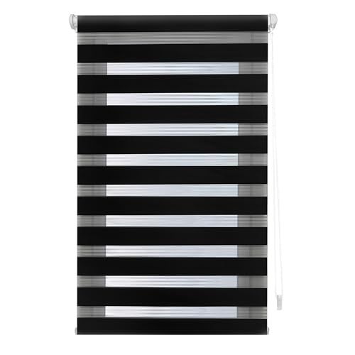 INTERBLIND EasyFix Rolgordijn voor nacht en dag - Zwart - 140 x 180 cm