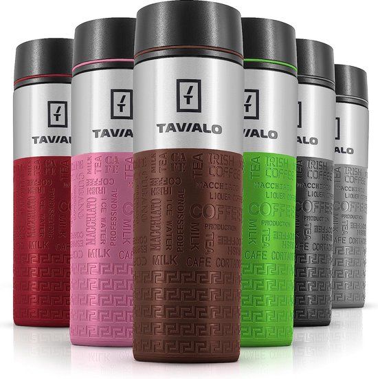 Thermobeker - isolatiebeker 380ml - bruin - RVS - inclusief deksel